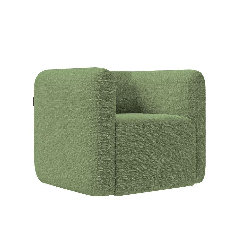 Miniatura Kit 2 Poltronas Decorativas Sala De Estar Trinidad Base Fixa Bouclê Verde Oliva G33 - Gran Belo