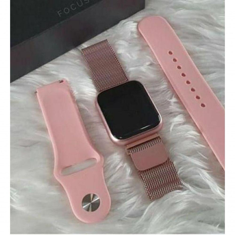 Miniatura Smartwatch I5 (P70) Rosa Com Duas Pulseiras