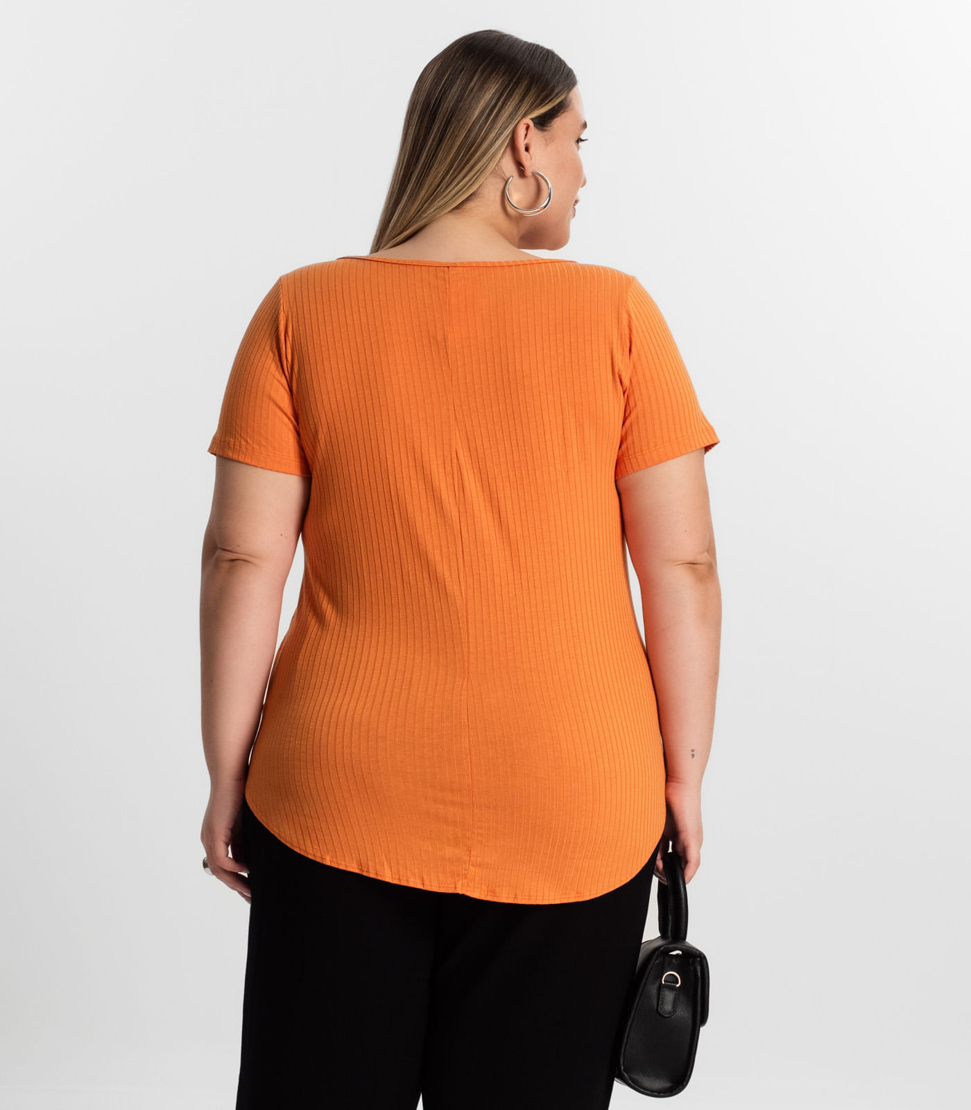 Miniatura Blusa Feminina Plus Size da Infinita Cor Laranja Plus G1