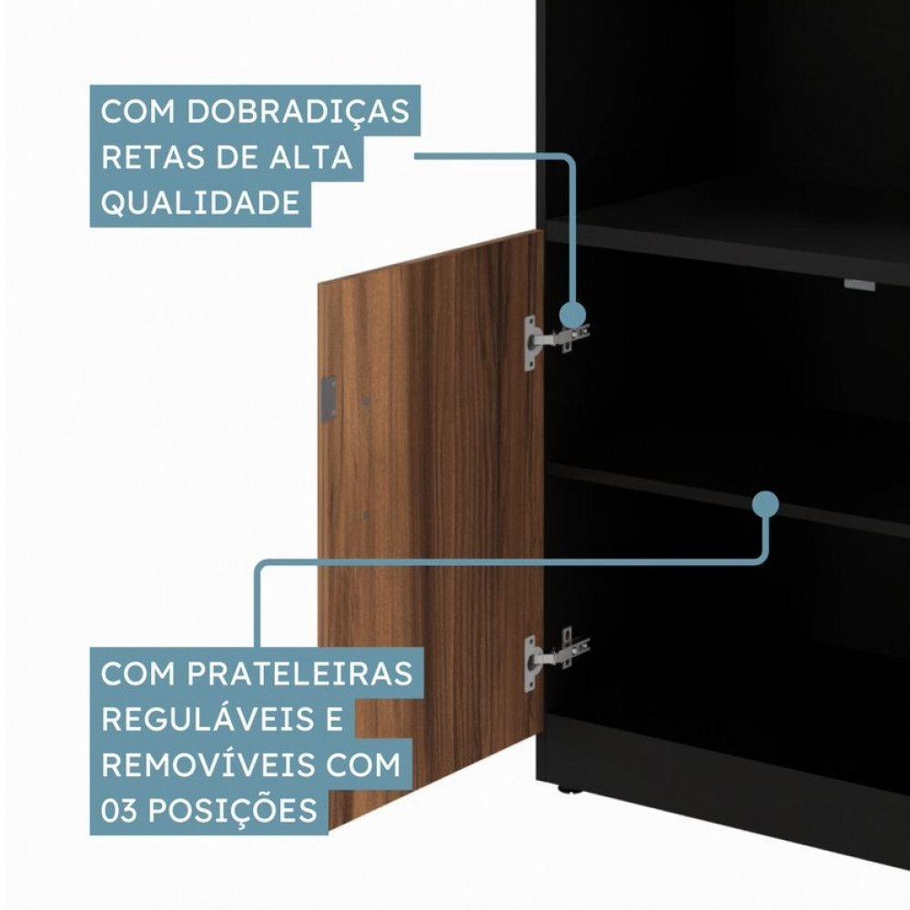 Armário Estante Office Em Mdp Web Office Nogal-preto