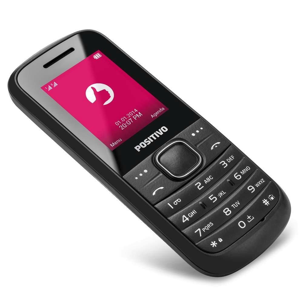 Miniatura Celular Desbloqueado Positivo P28 Preto Tela 1.8 Dual Chip