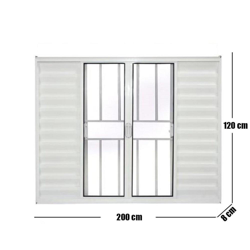 Miniatura Janela Veneziana de Alumínio 6 Folhas 120 x 200cm Linha Modular com Grade Branco
