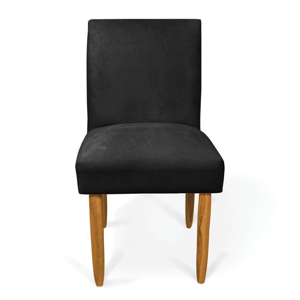 Kit 2 Cadeiras De Jantar Carol Suede Preto Pés Palito Castanho - D'rossi