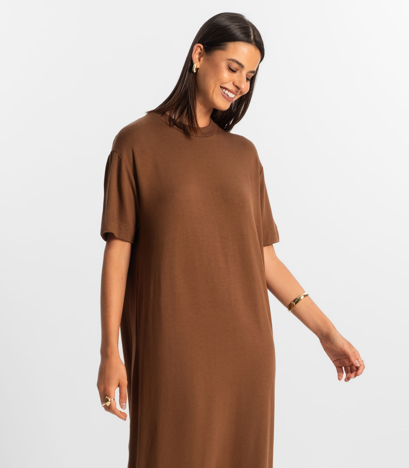 Miniatura Vestido Midi Feminino Rovitex Marrom G