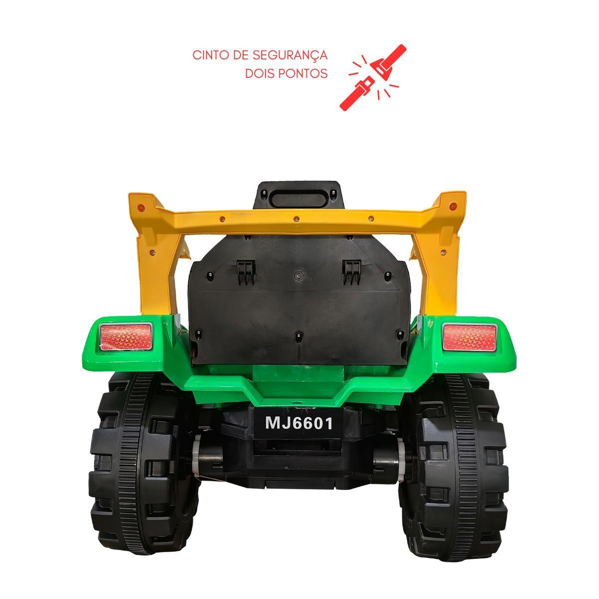 Miniatura Trator Elétrico Infantil 12V Verde Caçamba Música Mp3 Pedal