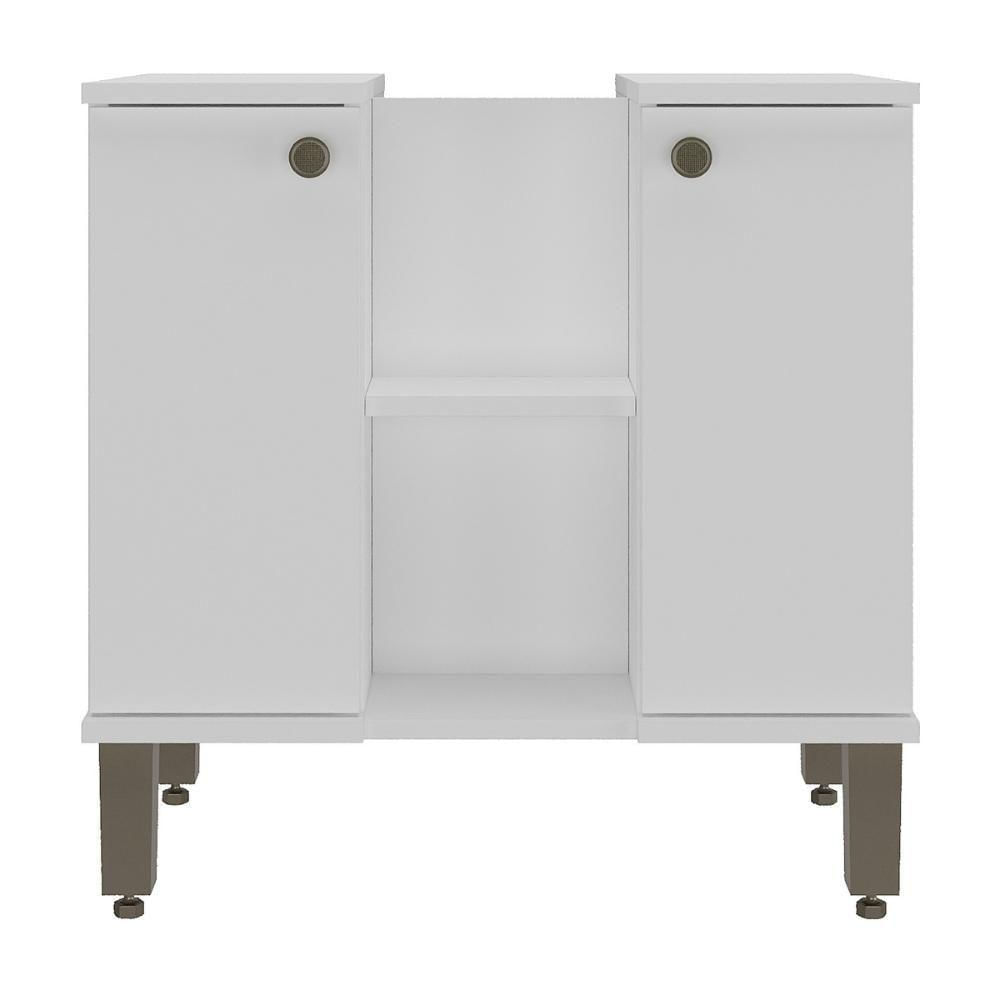 Gabinete De Banheiro Para Pia De Sobrepor 2 Portas 60,4cm Multimóveis Cr10137 Branco