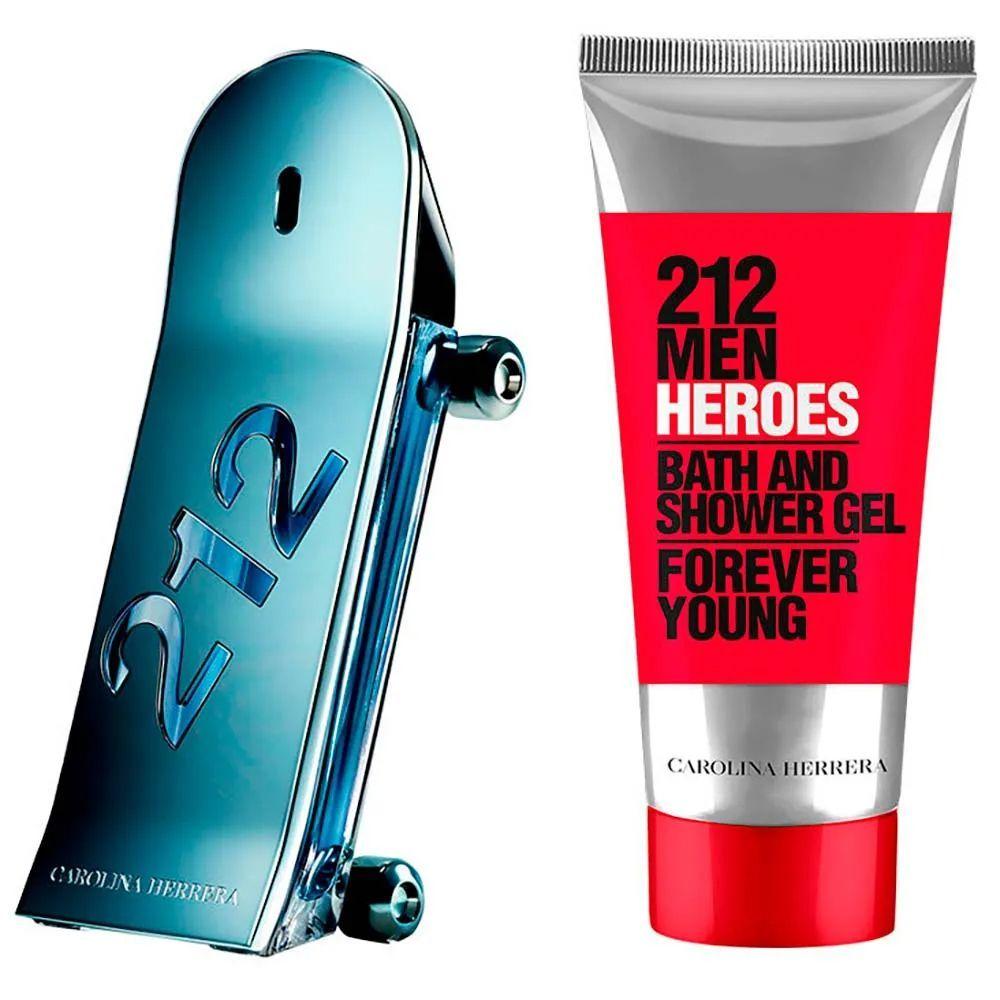 Miniatura Kit Perfume 212 Heroes Edt Carolina Herrera Masculino 90ml + Gel De Banho 100ml