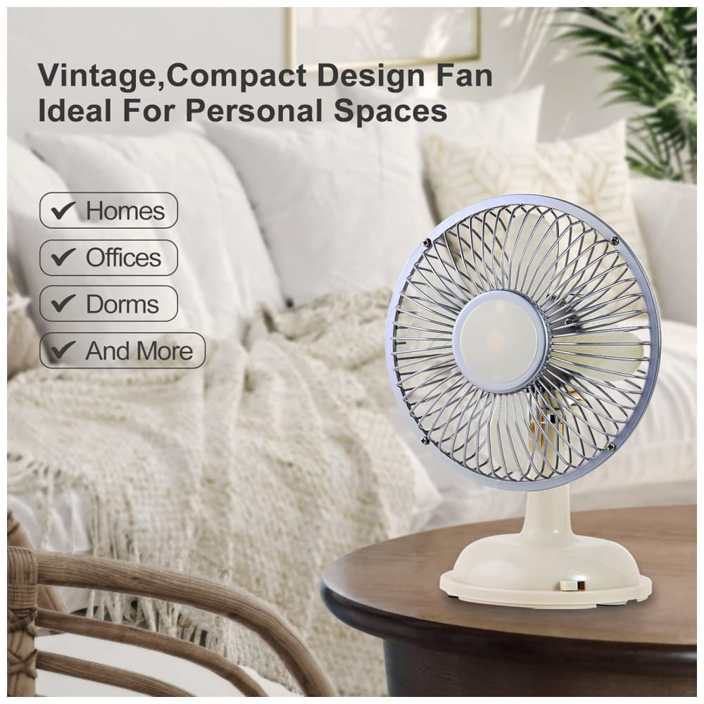 Miniatura Ventilador de Mesa Portátil Retro USB com 2 Velocidades Avoeco, Branco