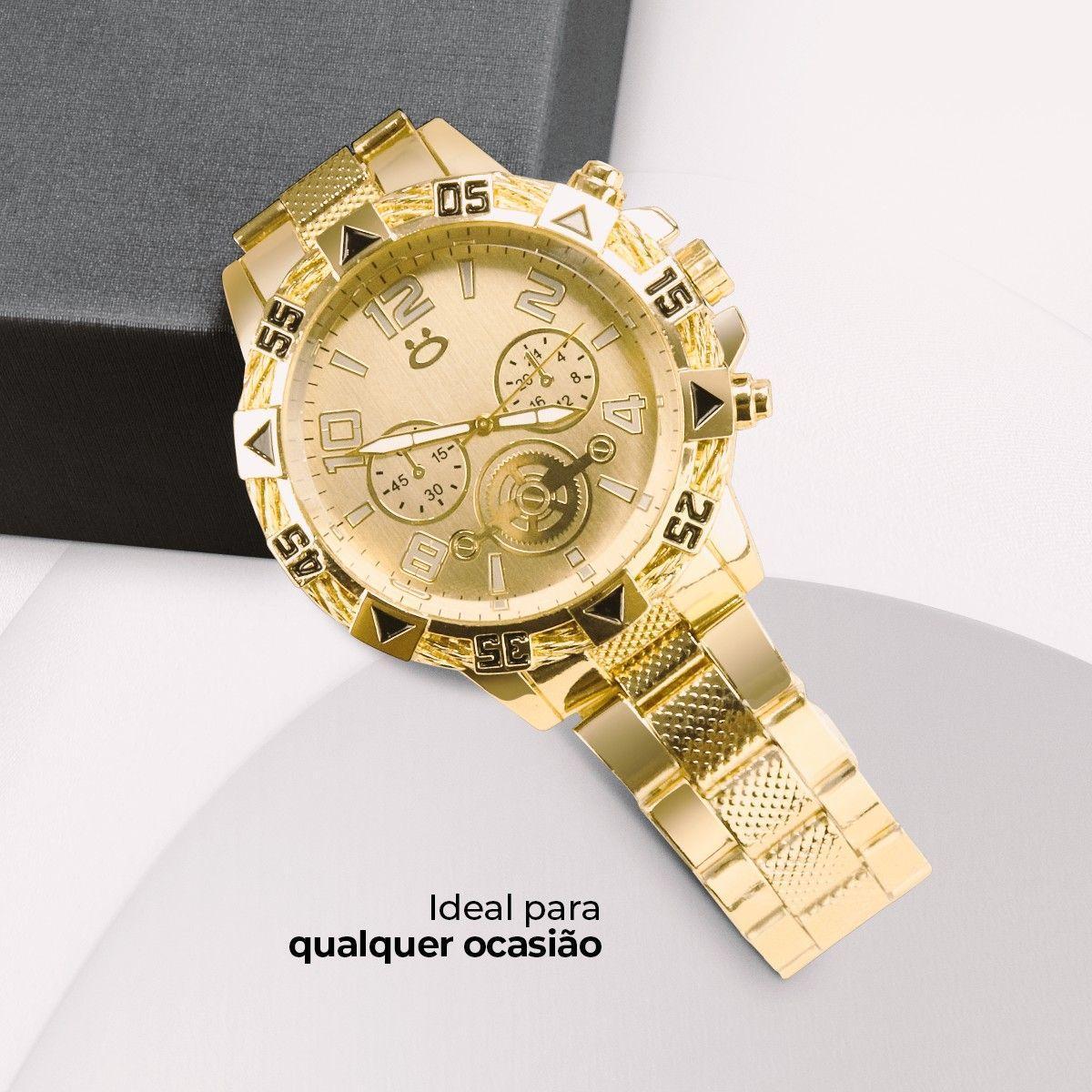 Relógio Masculino Personalizado Banhado Aço Inox + Caixa