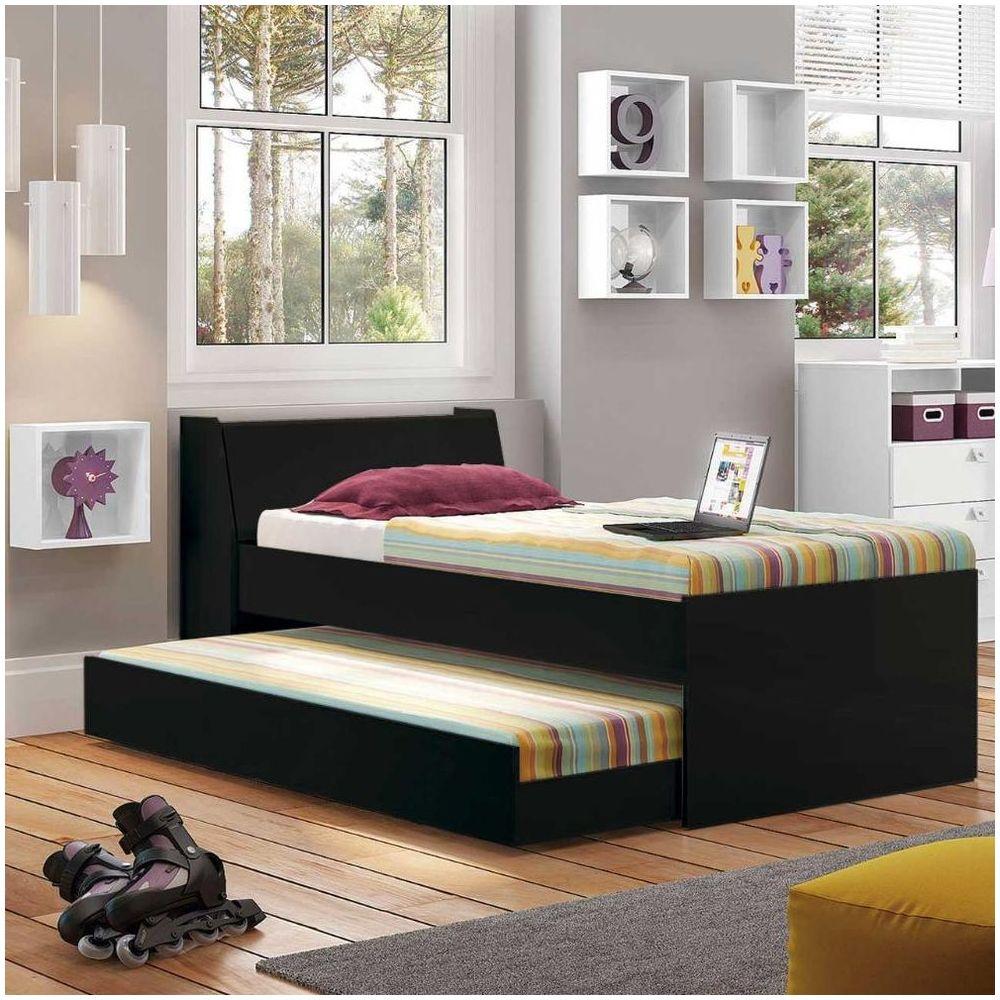 Cama Solteiro Bicama Ditália Bb-28 Preto