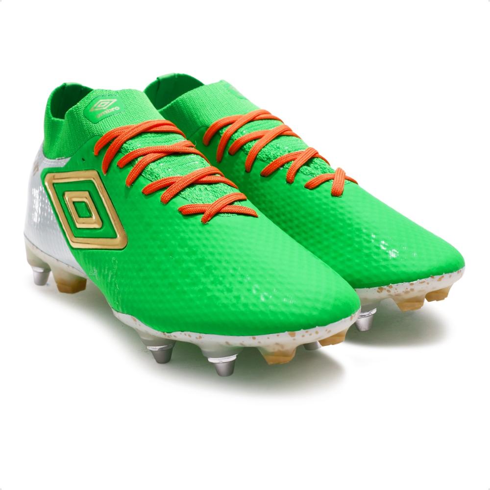 Miniatura Chuteira Campo Umbro Adamant Top Speed Pro Sg Stp Masculina Verde / Branco - 34