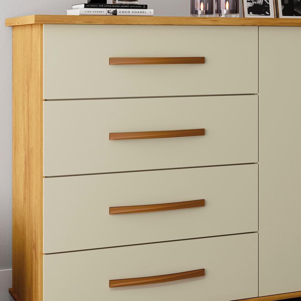 Miniatura Comoda Sapateira Com Rodizios 4 Gav 2 Pt Bl52 Mel Perola Mpri Mel Perola