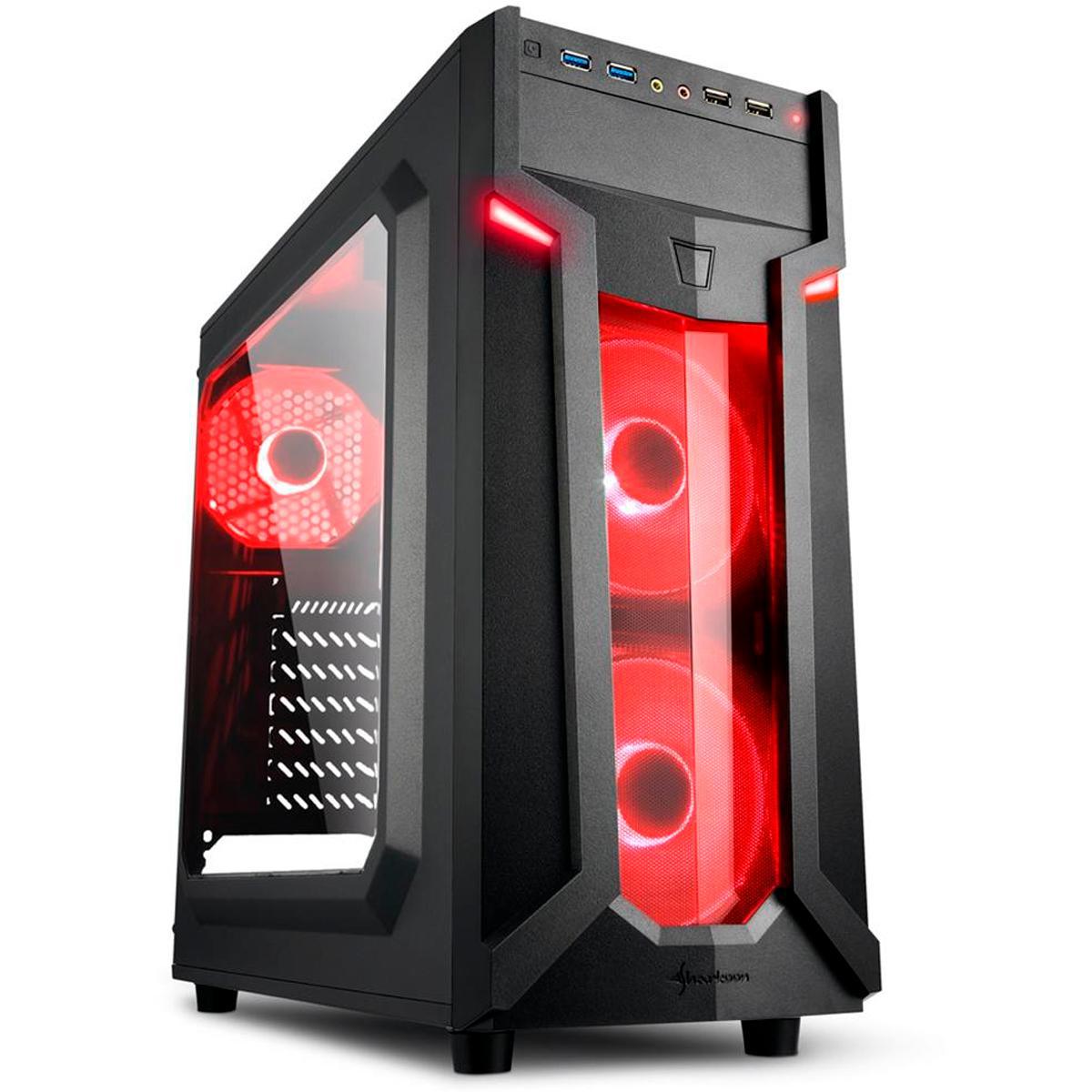 Miniatura Gabinete Gamer Sharkoon Vg6-W Atx Com 3 Fans Led Vermelho