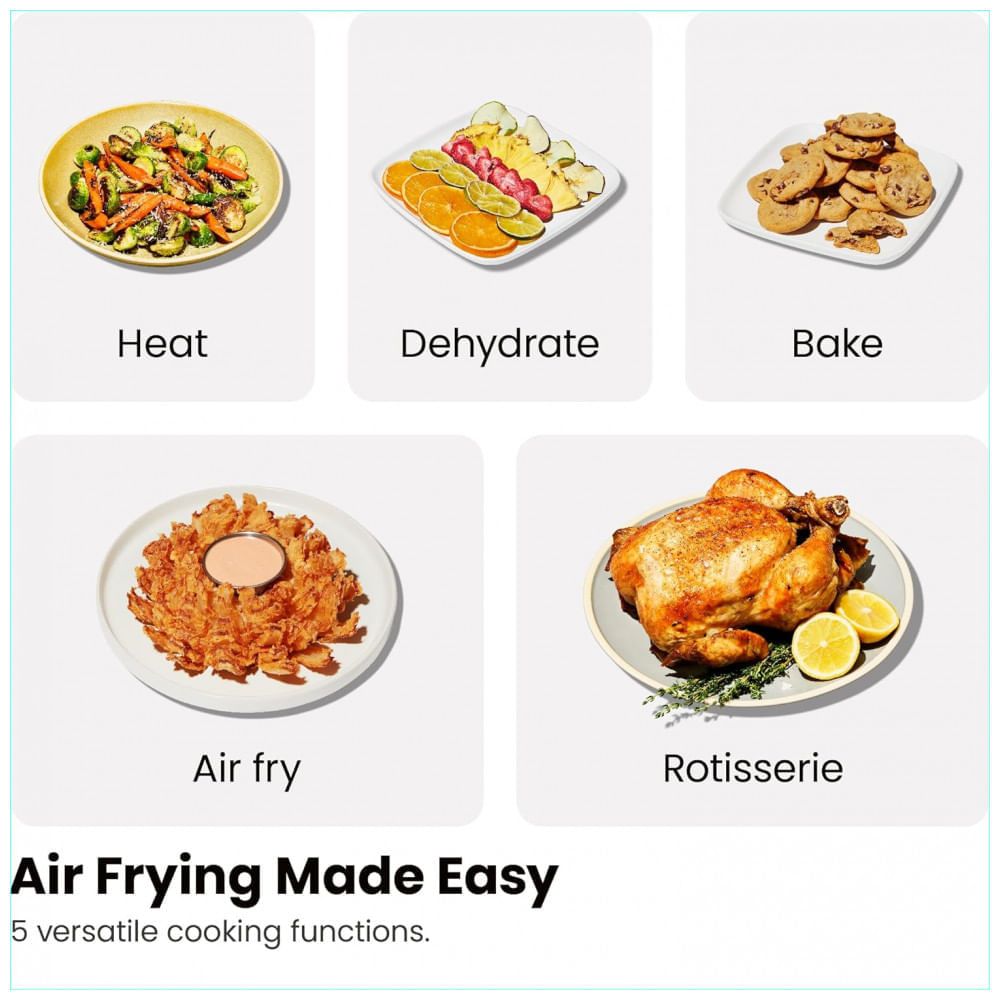 Miniatura Forno Fritadeira AirFryer 6 em 1 com 12 Predefinições, Rotisserie e Desidratador, 110V 1700W, Chefman, Preto