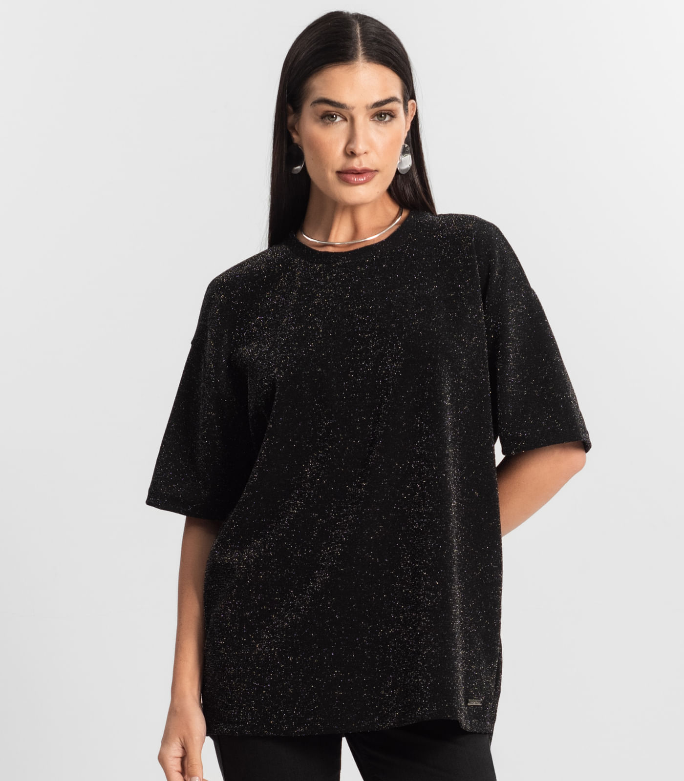 Miniatura Blusa Feminina T-Shirt Over Rovitex Preto G