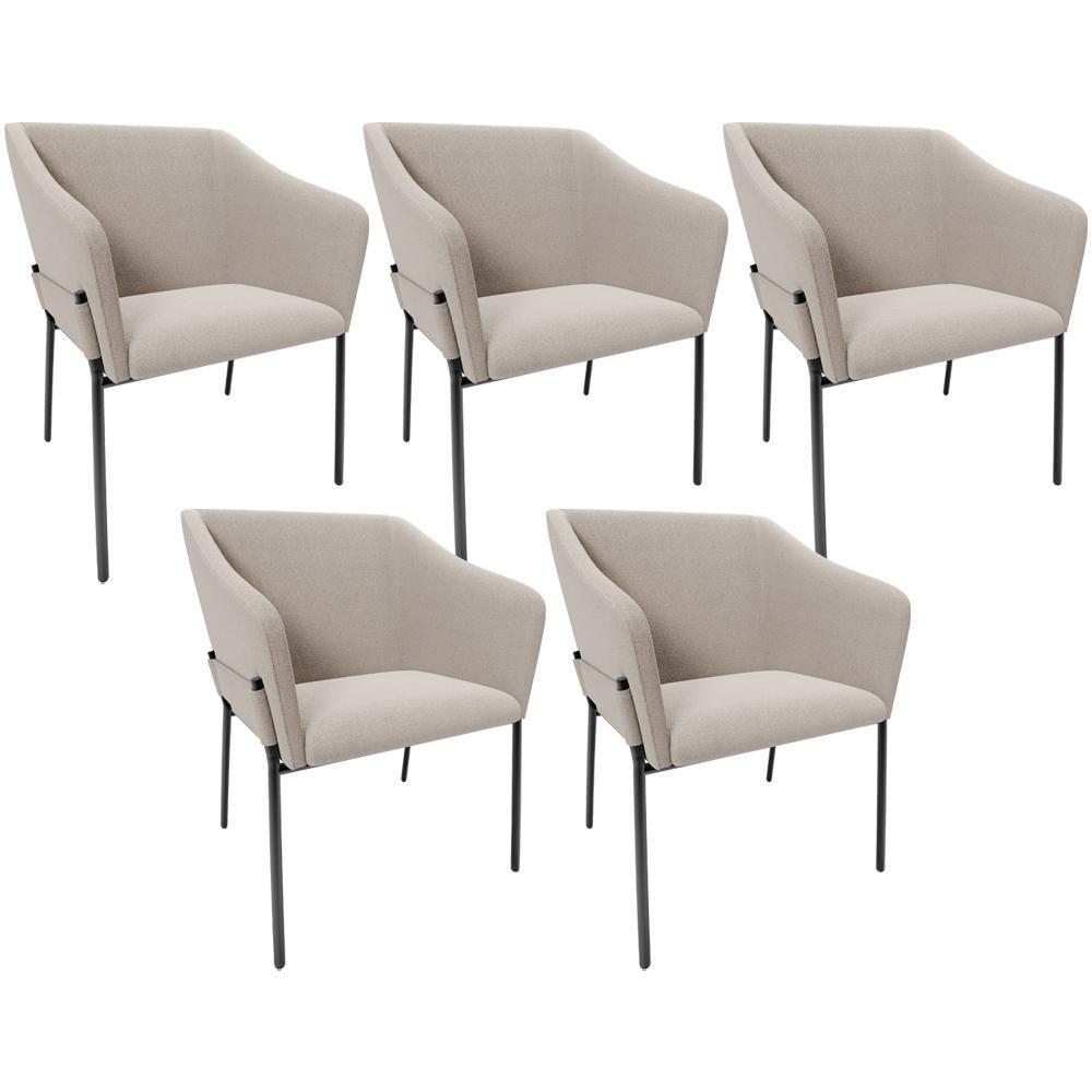 Miniatura Kit 5 Cadeiras Para Sala De Jantar Estar Living Olívia L02 Bouclê Creme - Lyam Decor