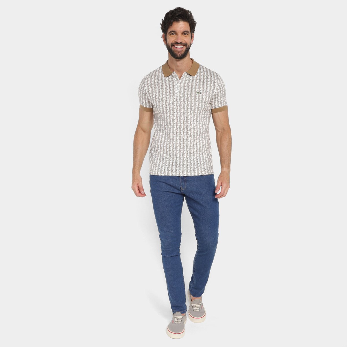 Miniatura Camisa Polo Lacoste Holiday Icons Monograma Masculino Marrom - EGG