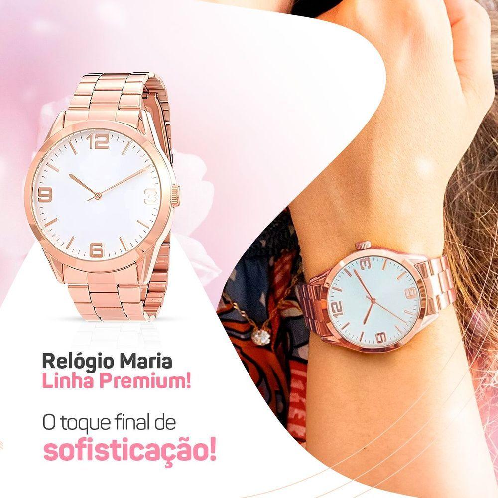 Miniatura Relogio Feminino Aço Inox Rosê Prova Dagua Qualidade Premium