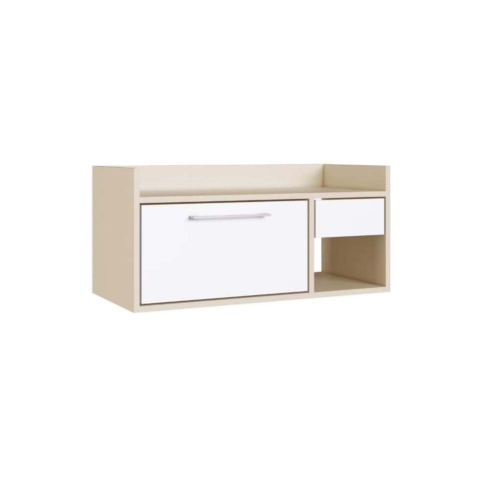 Miniatura Gabinete para Banheiro 01 Gaveta e Porta Basculante Criando Mobilia Branco/Bege