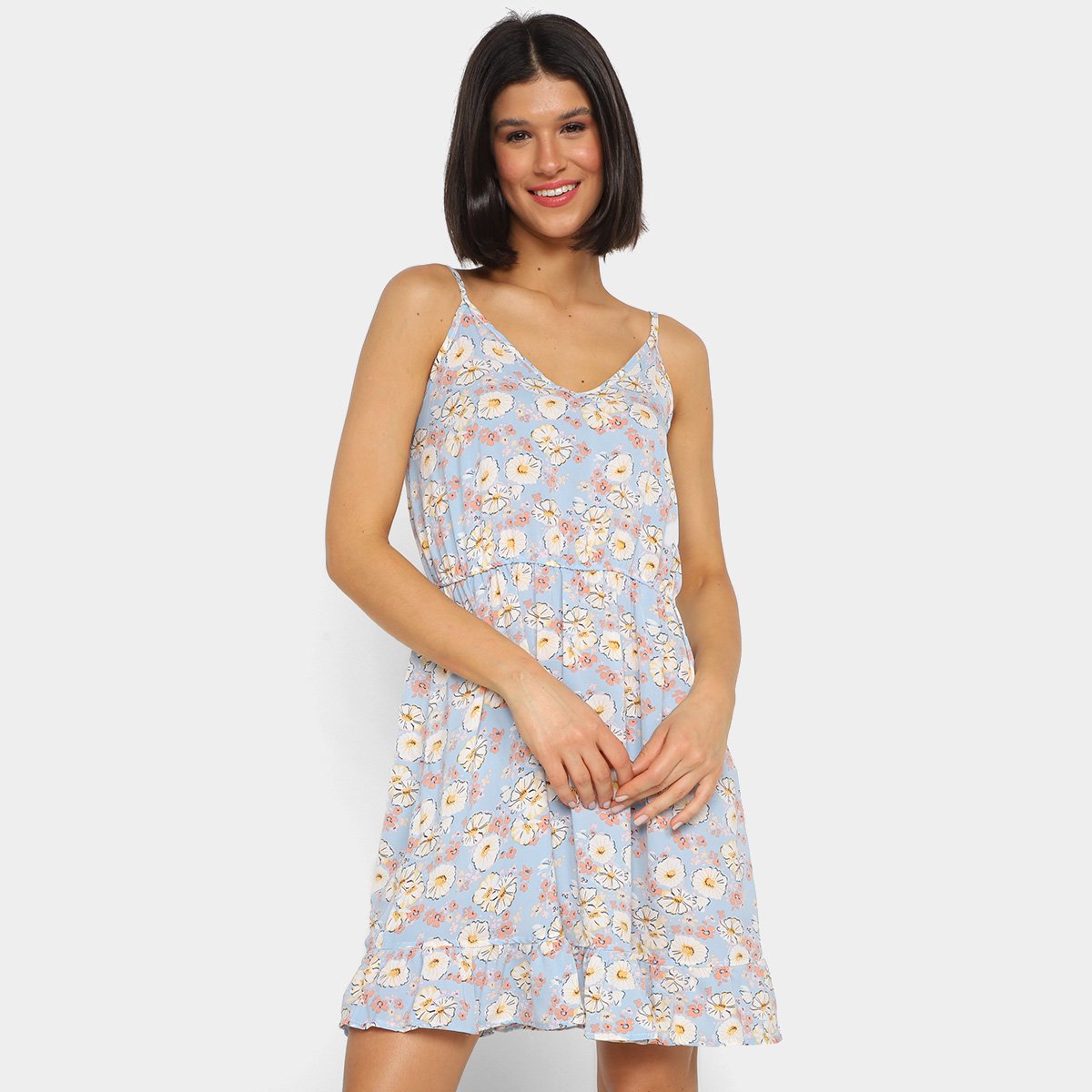 Miniatura Vestido Curto Ayaka Floral Feminino Azul - G
