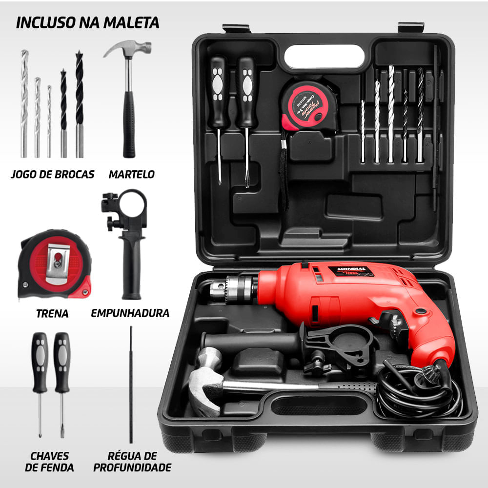 Miniatura Kit Oficina Mondial Power Tools NFFI-07M FURADEIRA-127V-VERMELHO