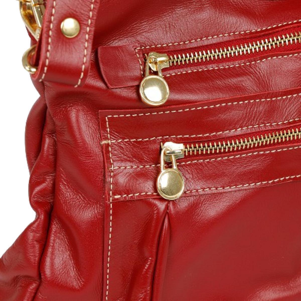 Miniatura Bolsa Transversal Feminina Luxo Em Couro Vermelha