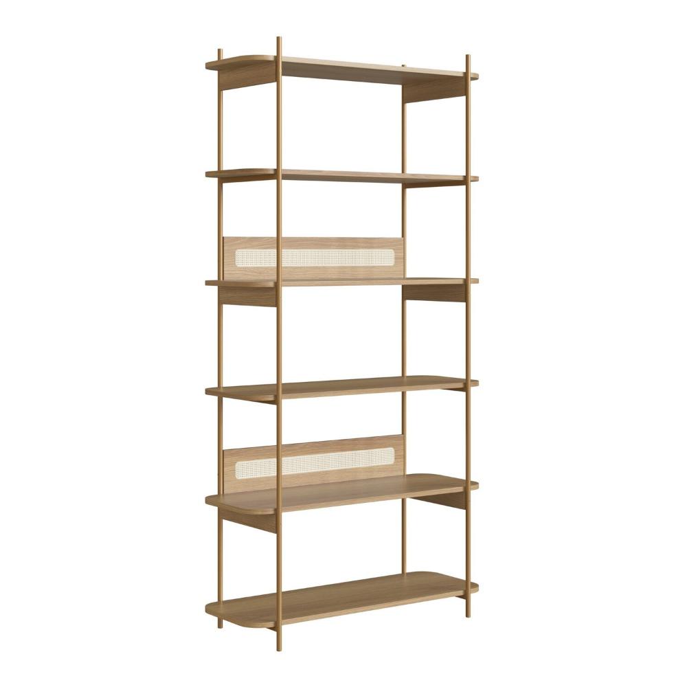 Miniatura Estante 180 cm 6 Prateleiras Palhinha Pé Metal Hanover/Dourado