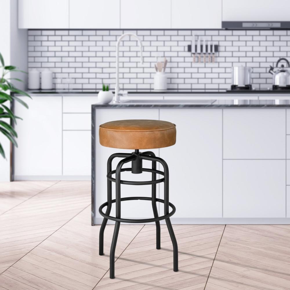 Miniatura Banqueta de Aço Giratória Paris Compoarte Preto/Caramelo