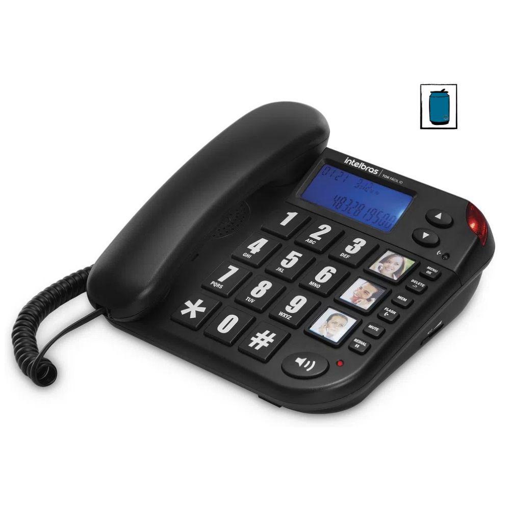 Miniatura Aparelho Telefone Fixo Com Bina Viva Voz E Teclas Grandes