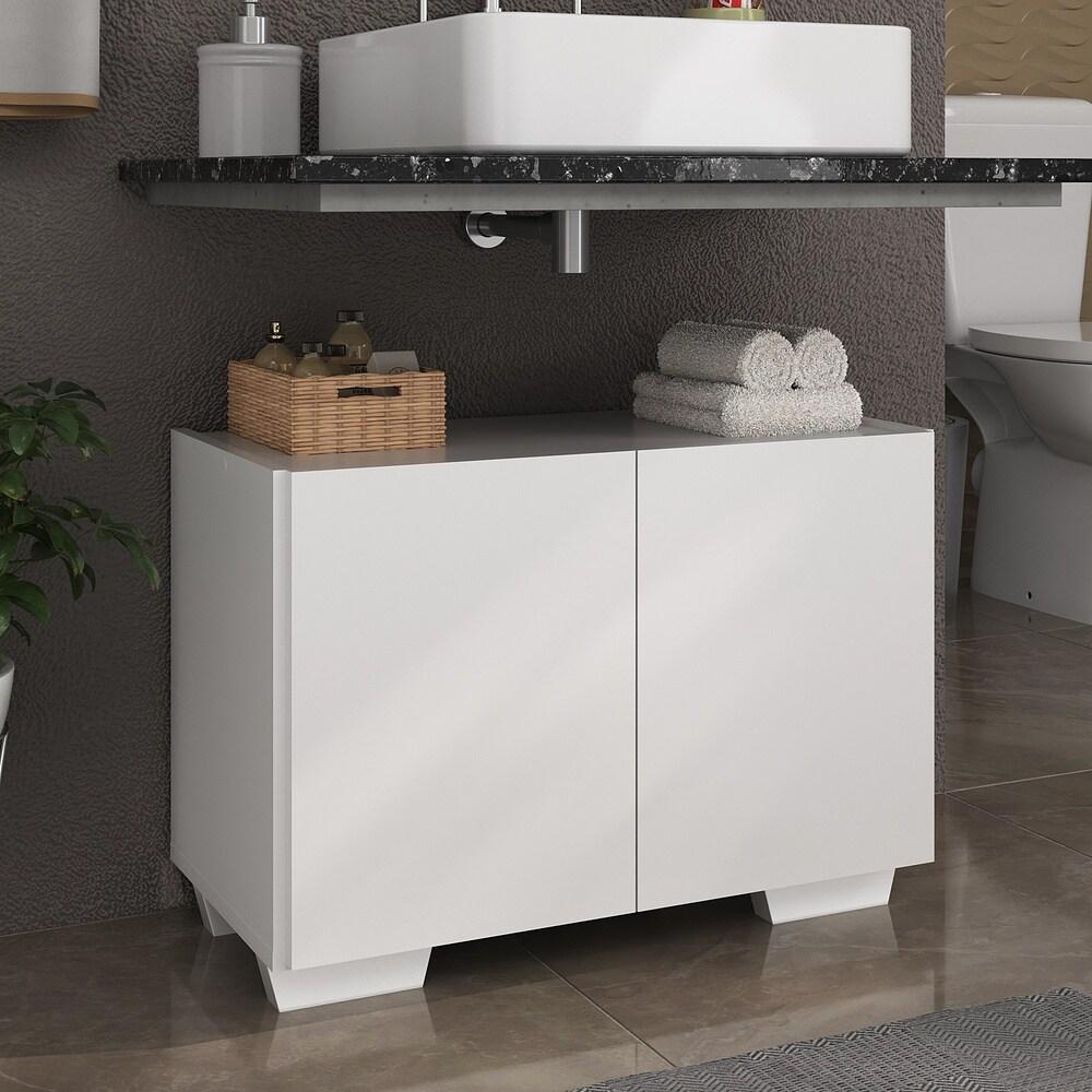 Gabinete Armário de Banheiro 62,5cm 2 Portas com Pés Multimóveis MP5046 Branco