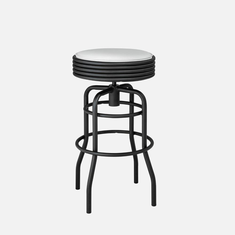 Miniatura Banqueta de Aço Giratória Panamá Compoarte Preto/Branco