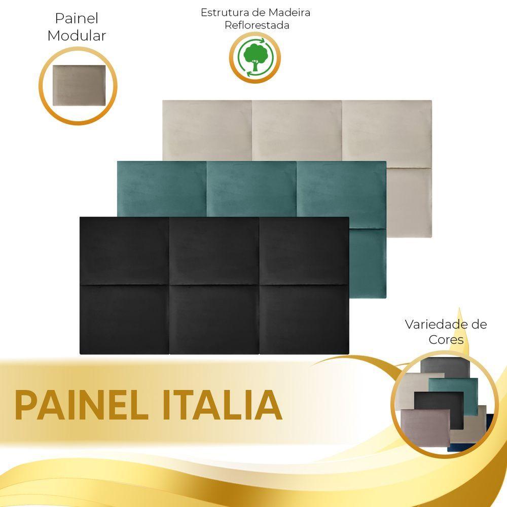 Miniatura Cabeceira Estofada Painel Modulada Veludo Cama Box Casal - Shop Das Cabeceiras Ciano Escuro