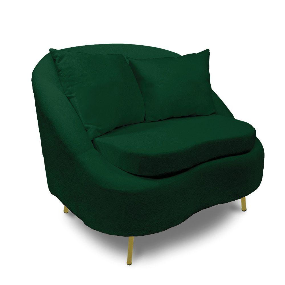 Miniatura Poltrona Decorativa Orgânica Pé Ferro Dou Zaya Bouclê Verde C05 - D'rossi