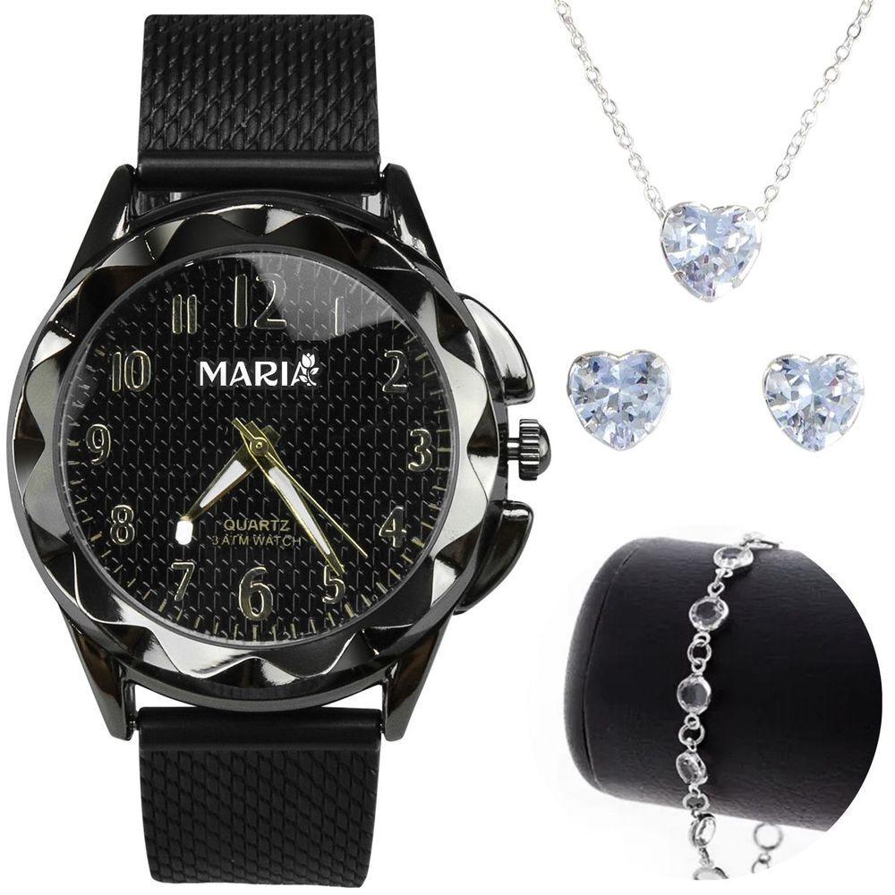 Miniatura Relogio Feminino Prova Dagua Aço Inox + Caixa + Brinco Colar