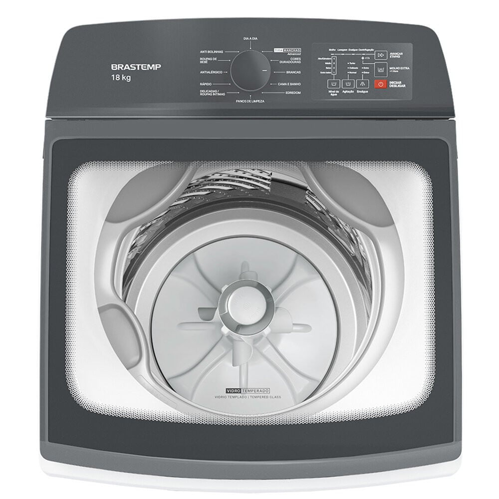 Miniatura Máquina de Lavar Brastemp 18 kg Ciclo Tira Manchas Advanced BWF18AB Branco - 110V