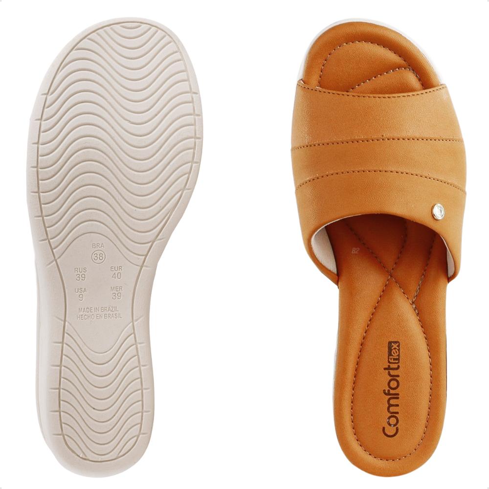 Tamanco Comfortflex Casual Feminino Marrom / Bege - 34