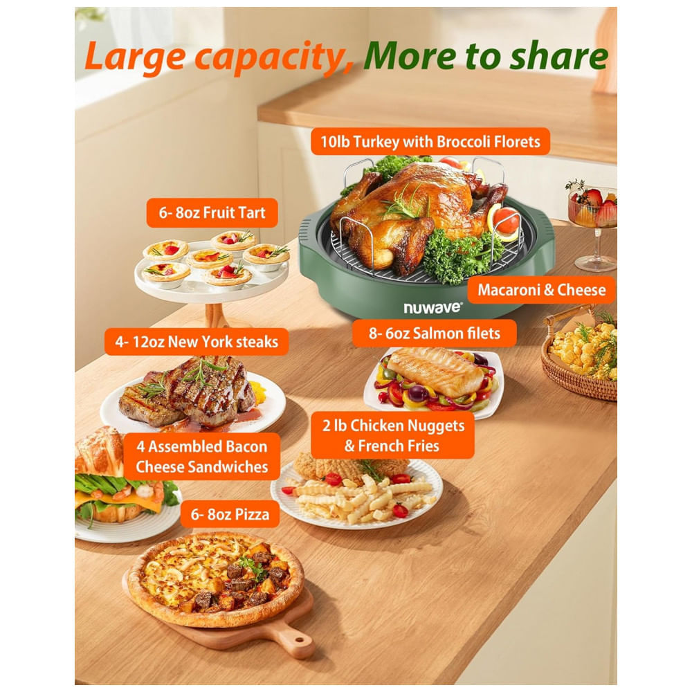 Miniatura Forno Nuwave Oven Pro Plus 2 Air Fryer Oliva Selvagem Convecção Infravermelho Sem Descongelar 4,5 kg 120V