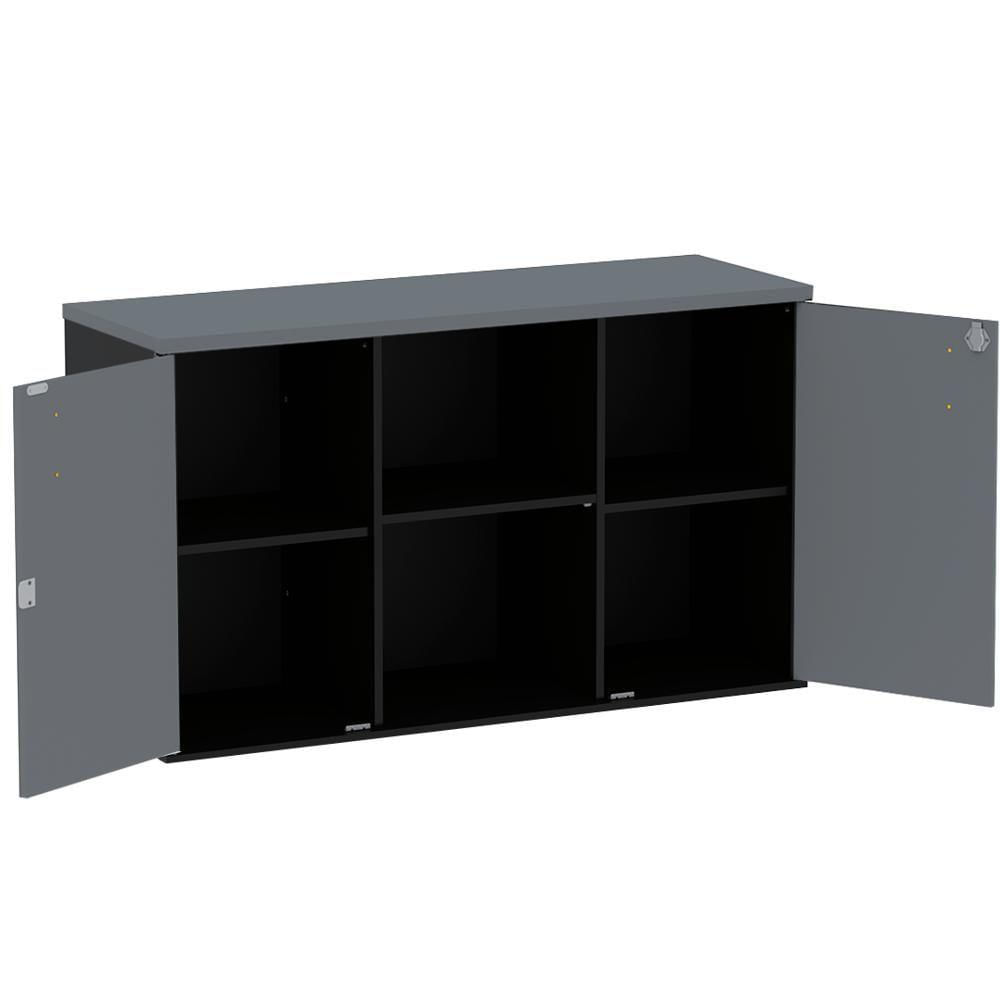 Miniatura Armário Baixo Credenza Pe25 Pandin 121,50 Cm (Largura) Em Mdp Preto E Grafito E Duas Portas