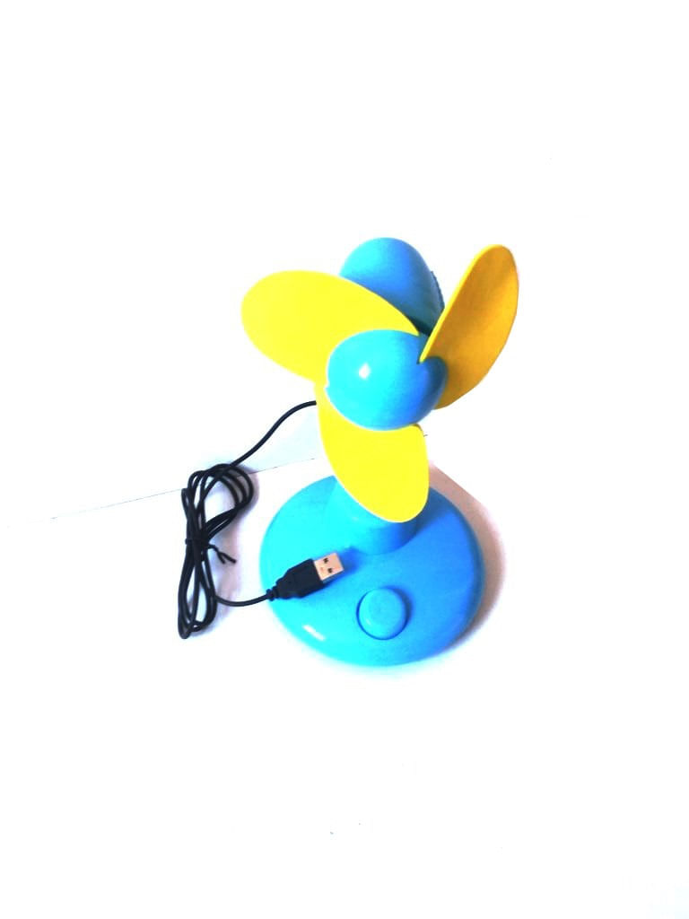 Miniatura Mini Ventilador portatil Usb ou pilha azul