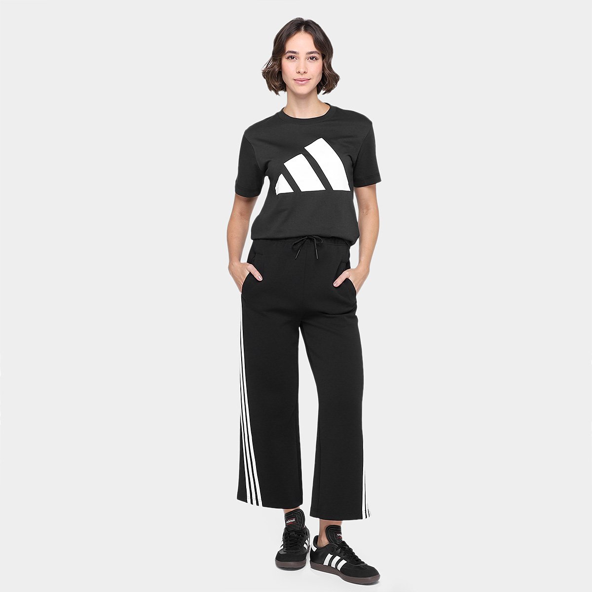 Miniatura Camiseta Adidas Logo Feminina Preto+Branco - GG