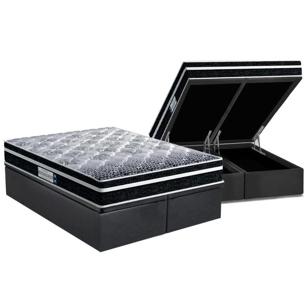 Miniatura Cama Box Baú Queen: Colchão Espuma Probel D33/Ep Tech1500 Plus + Base Gray(158X198)