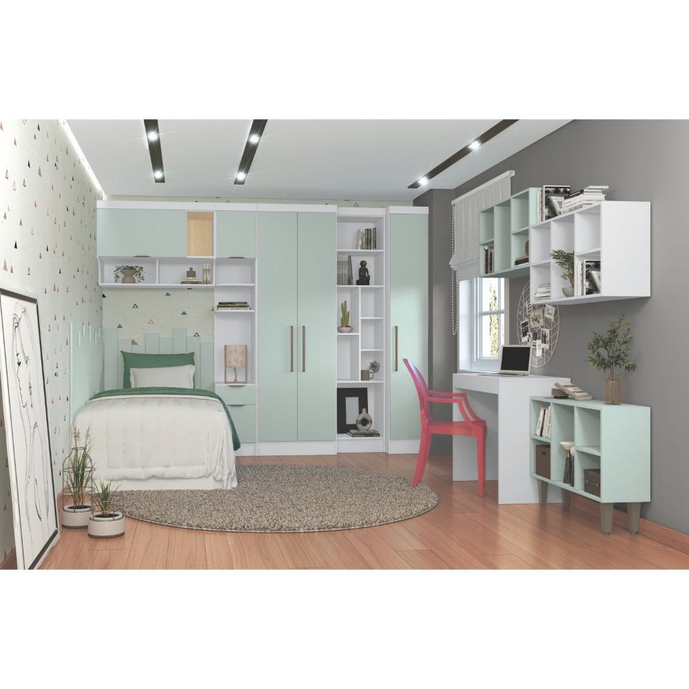 Miniatura Armário Aéreo Ponte Modulado 1 Porta 1 Nicho Infinity Móveis Castro Branco Line/Pistashe