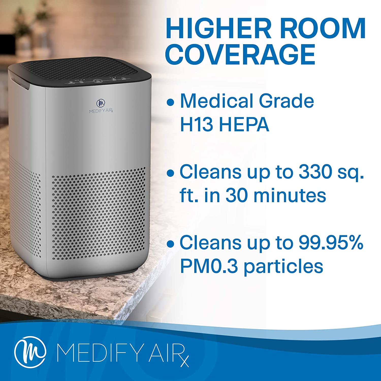 Miniatura Purificador de Ar Medify Air MA15 Filtro HEPA H13 3 em 1 Até 30m Cinza 110V