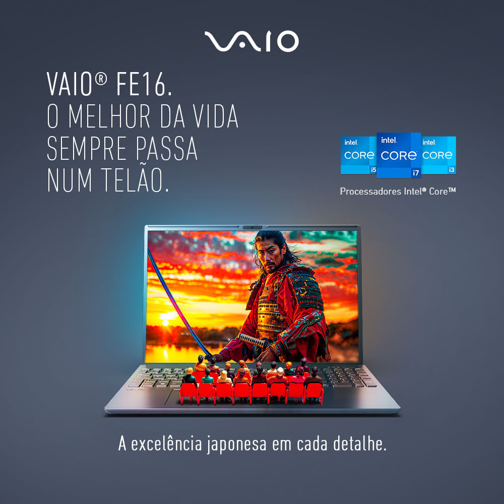 Notebook VAIO FE16 Intel® Core™ i5-1334U Windows 11 Home 16GB RAM 512GB SSD 16" IPS WUXGA Antirreflexo - Cinza Grafite