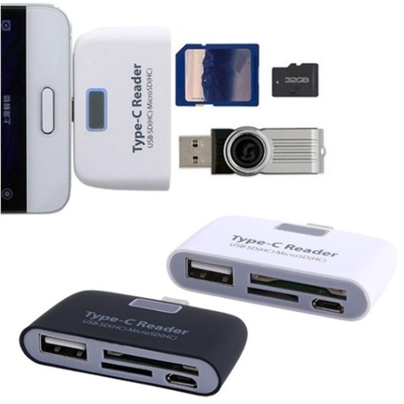 Miniatura Adaptador Type-C Card Reader E Usb Smart Varias Função