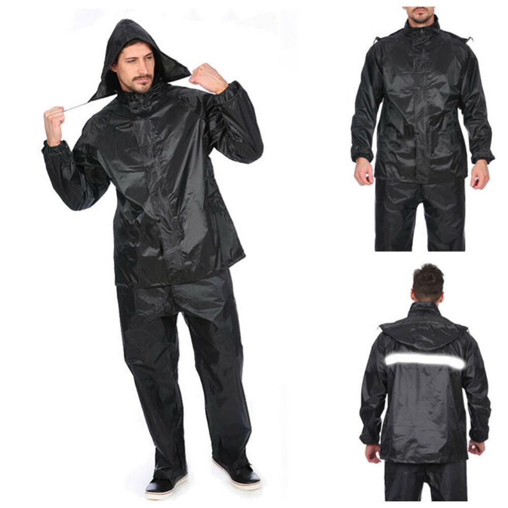 Conjunto Capa De Chuva Motoqueiro Com Faixa Luminosa E Capuz