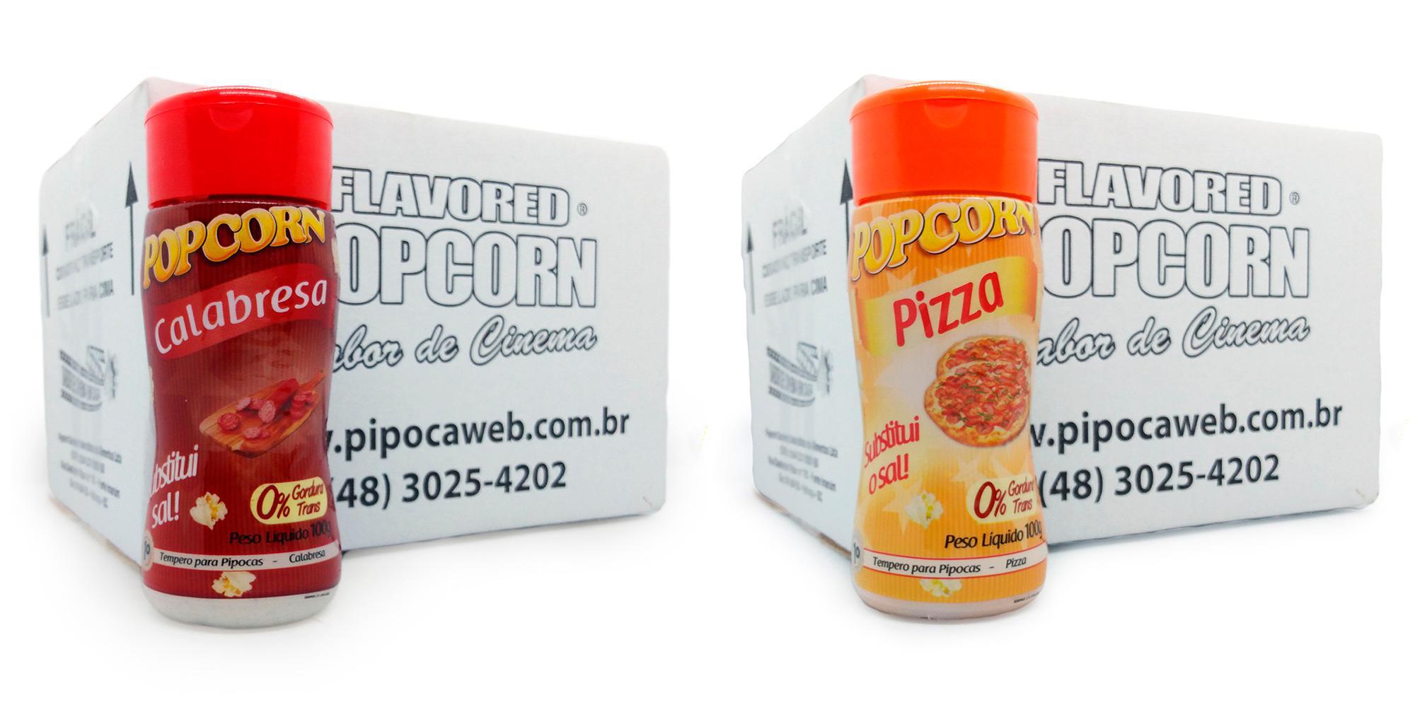 Miniatura Temperos Para Pipoca - 24 Frascos - 12 Calabresa - 12 Pizza