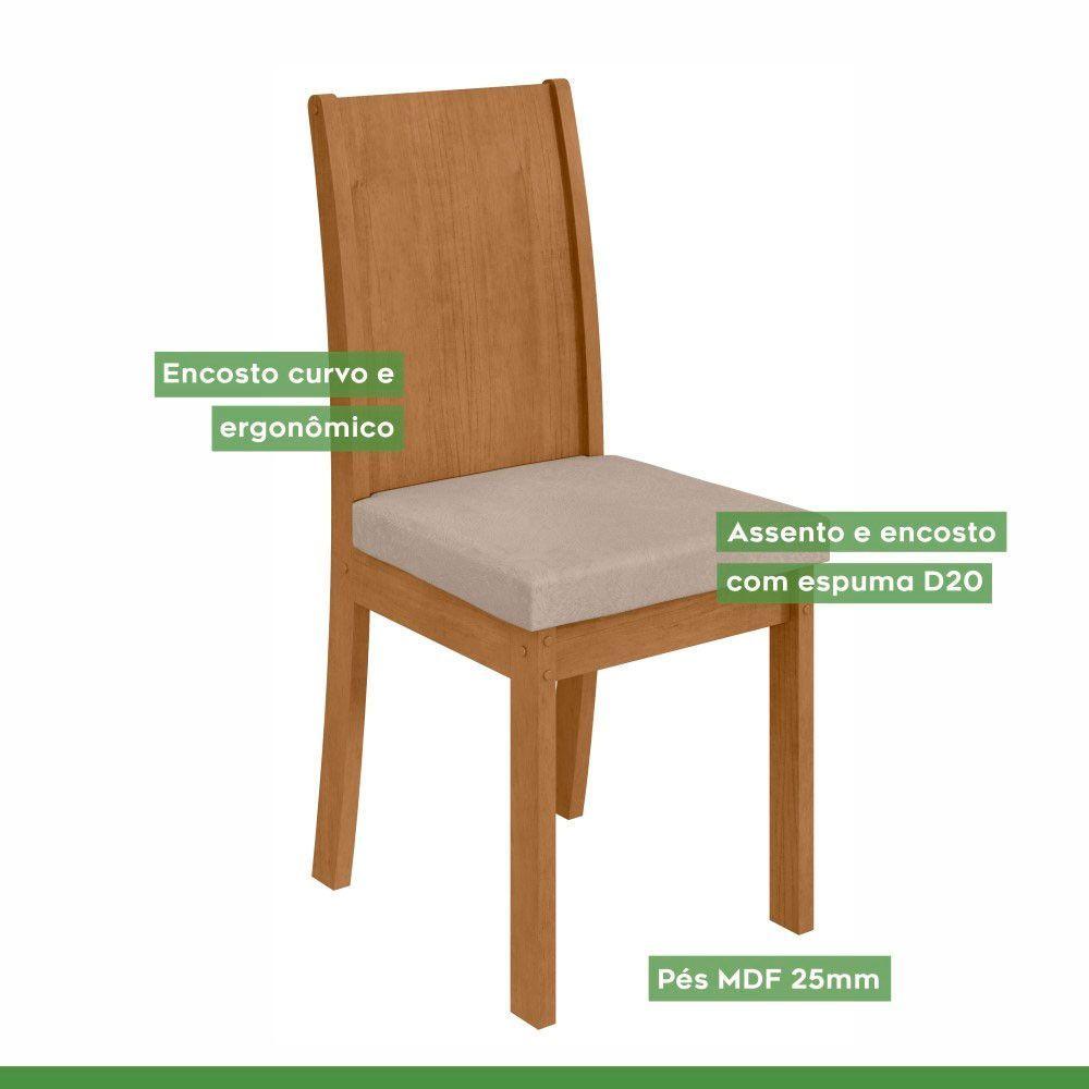 Miniatura Conjunto 2 Cadeiras Estrutura Mdf/mdp Athenas Móveis Lopas Amêndoa /veludo Creme