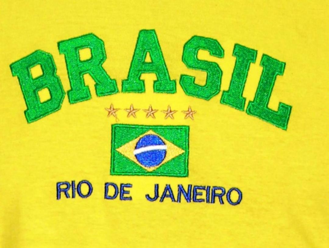 Miniatura Blusa Do Brasil Bandeira Bordada Unissex - Amarela