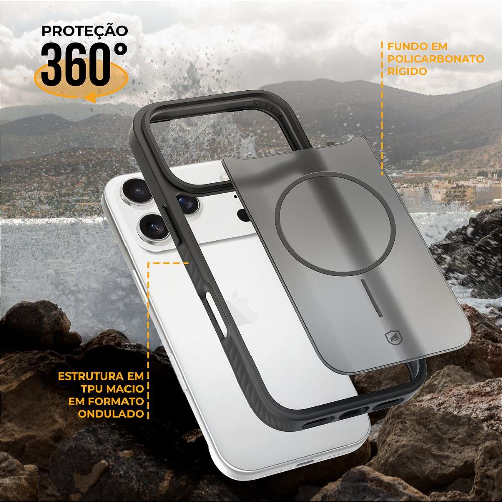 Capa case capinha para iPhone 17 - Magsafe Wave Fumê - Preta - Gshield